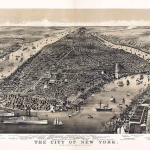 1886 Panorama-Karte von New York City