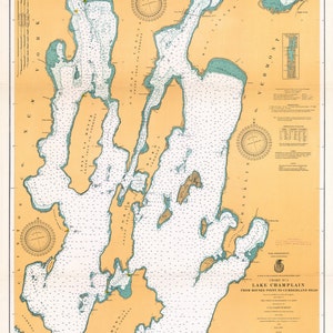 1920 Nautical Map of Lake Champlain New York