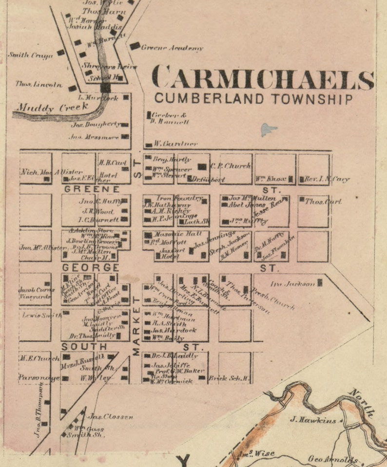 1865 Mcconnells Map of Greene County Pa Canvas Print Fine Art - Etsy