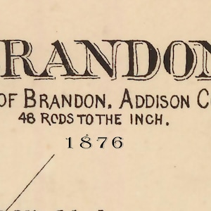 1876 Town Map of Brandon Vermont image 2