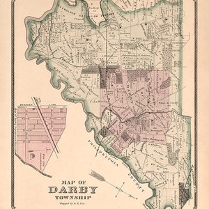 1875 Map of Darby Township Delaware County Pennsylvania