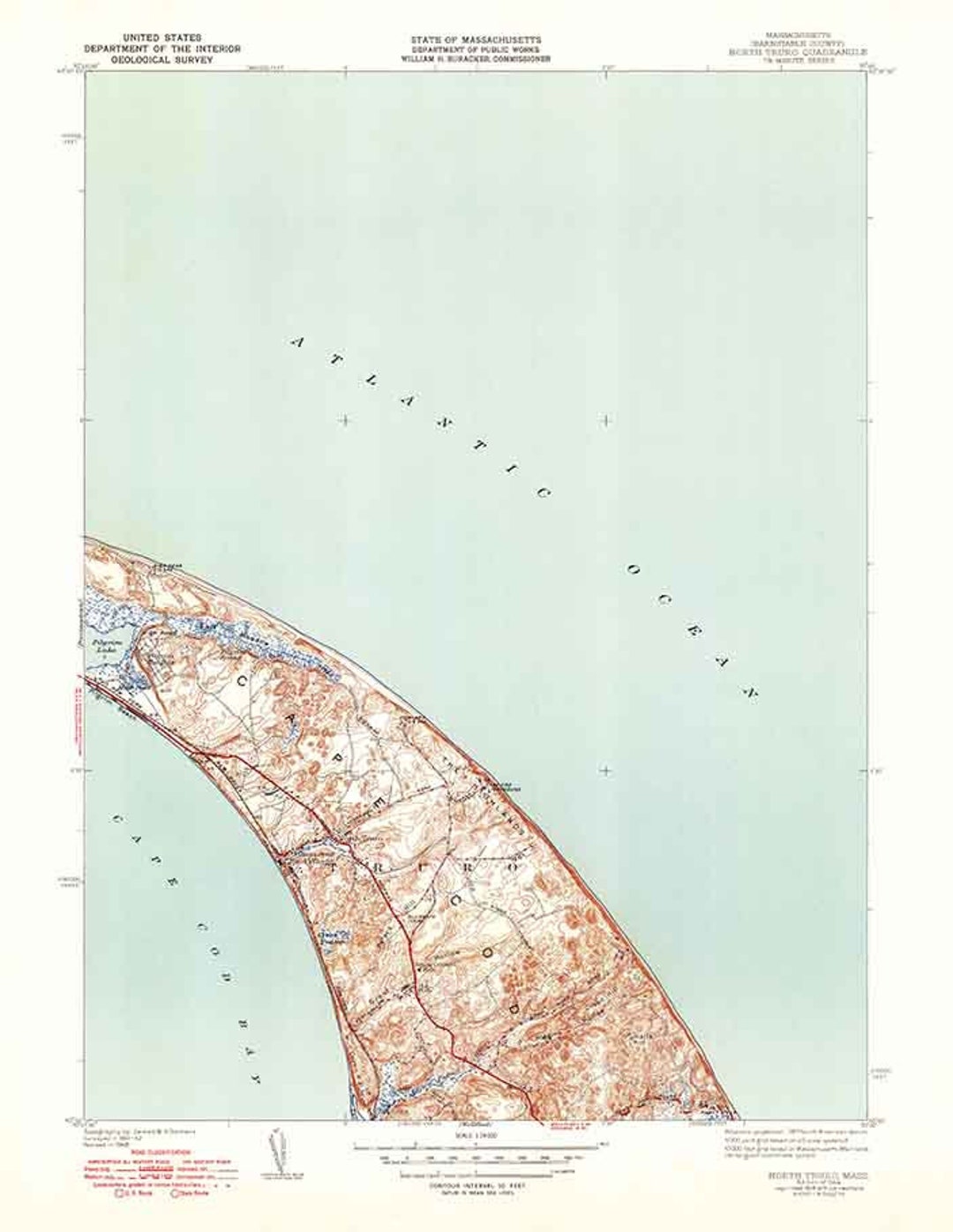 1944 Topo Map of North Truro Massachusetts Quad Cape Cod Etsy