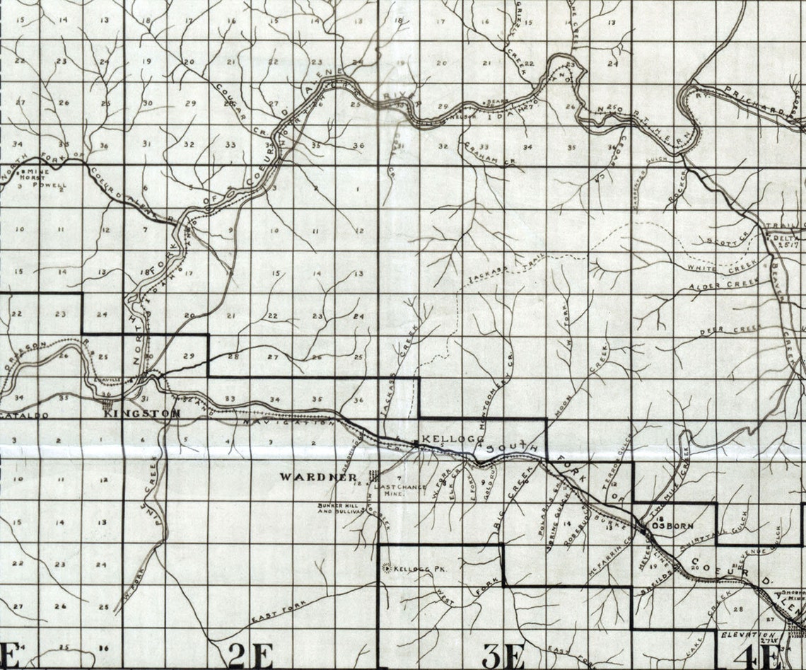 1907 Map of Shoshone County Idaho Etsy
