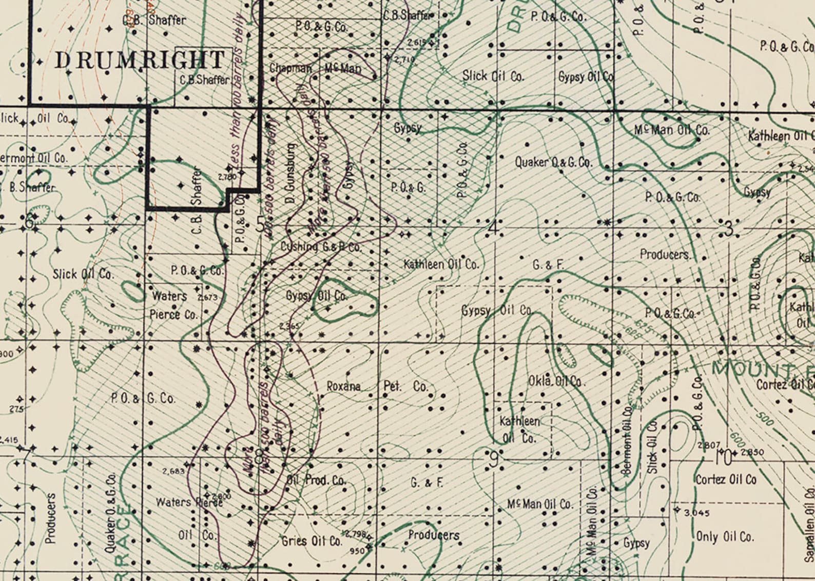 1917 Map of the Cushing Oil Field Oklahoma Etsy UK