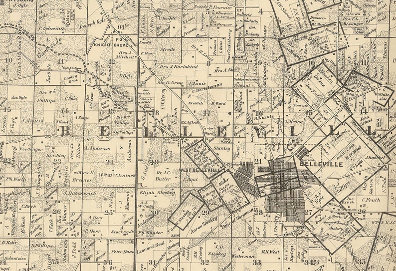 1863 Farm Line Map of Saint Clair County Illinois Etsy