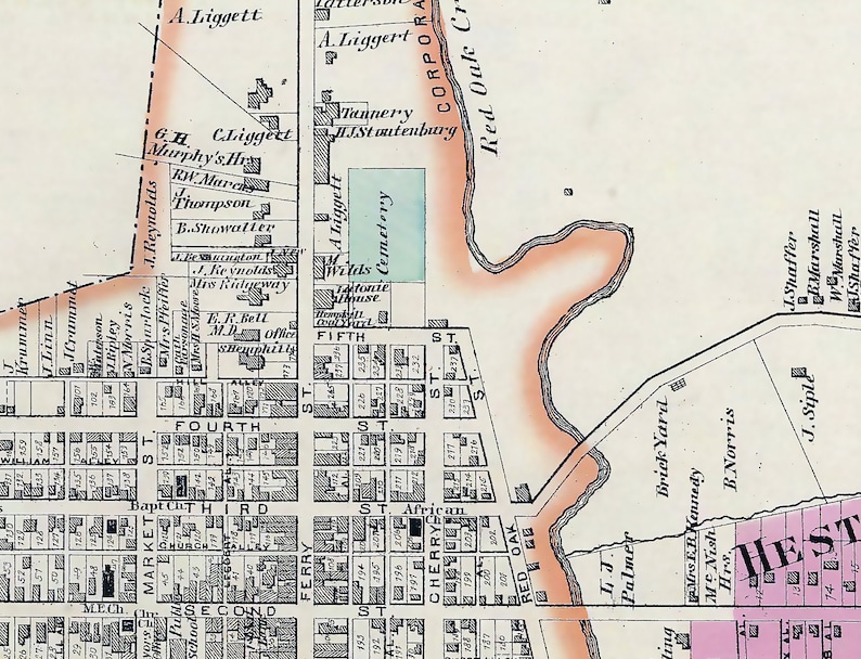 1877 Town Map of Ripley Brown County Ohio Etsy
