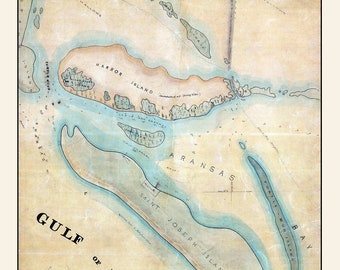 1862 Map of Aransas Bay Texas