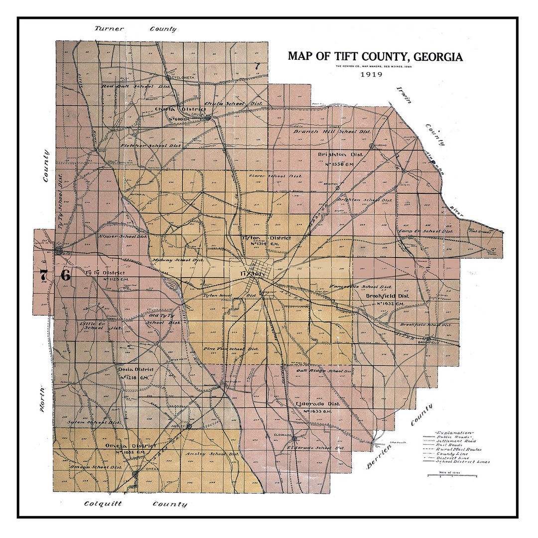 1919 Map of Tift County Etsy