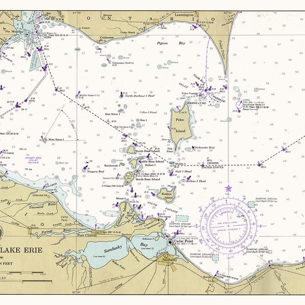 1980 Nautical Map of West End of Lake Erie