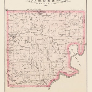 1875, carte du canton de Ross, comté de Butler, Ohio
