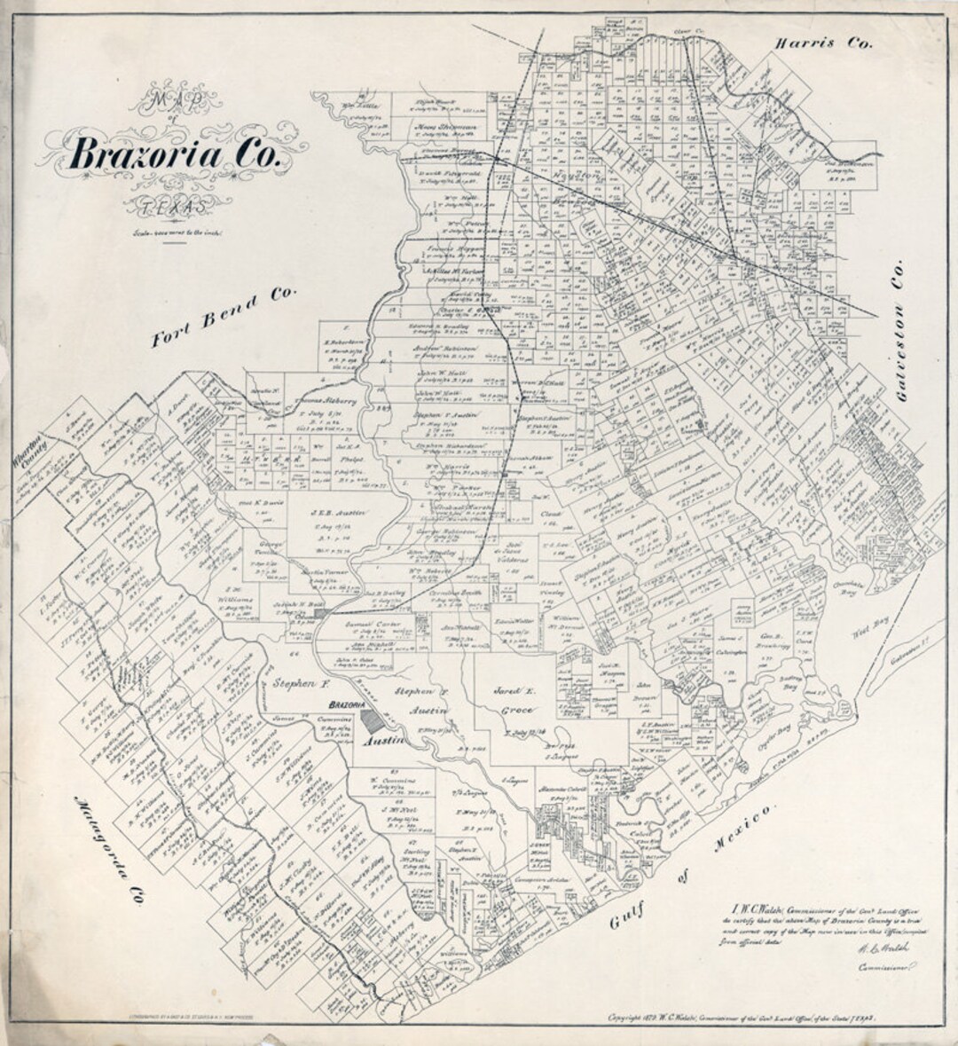 1879 Map of Brazoria County Texas - Etsy