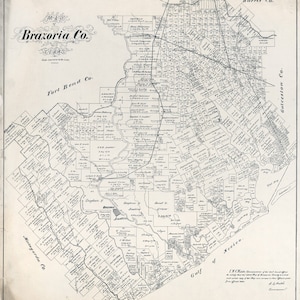 Carte 1879 du comté de Brazoria au Texas