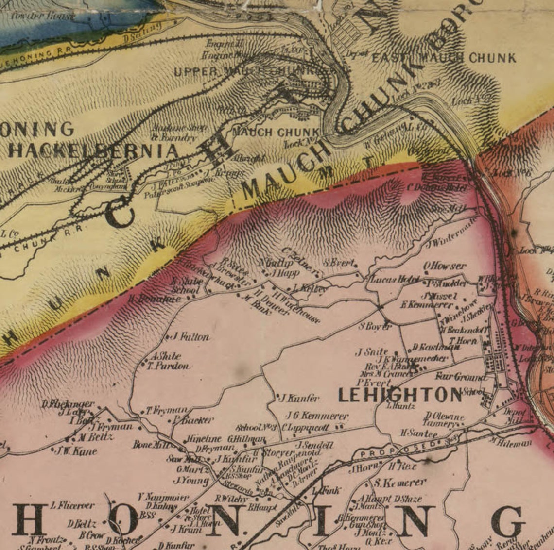 1860 Map of Monroe &amp; Carbon County PA | Etsy