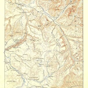 Carte topographique du canyon du Wyoming, rivière Yellowstone, 1886 Grand Canon