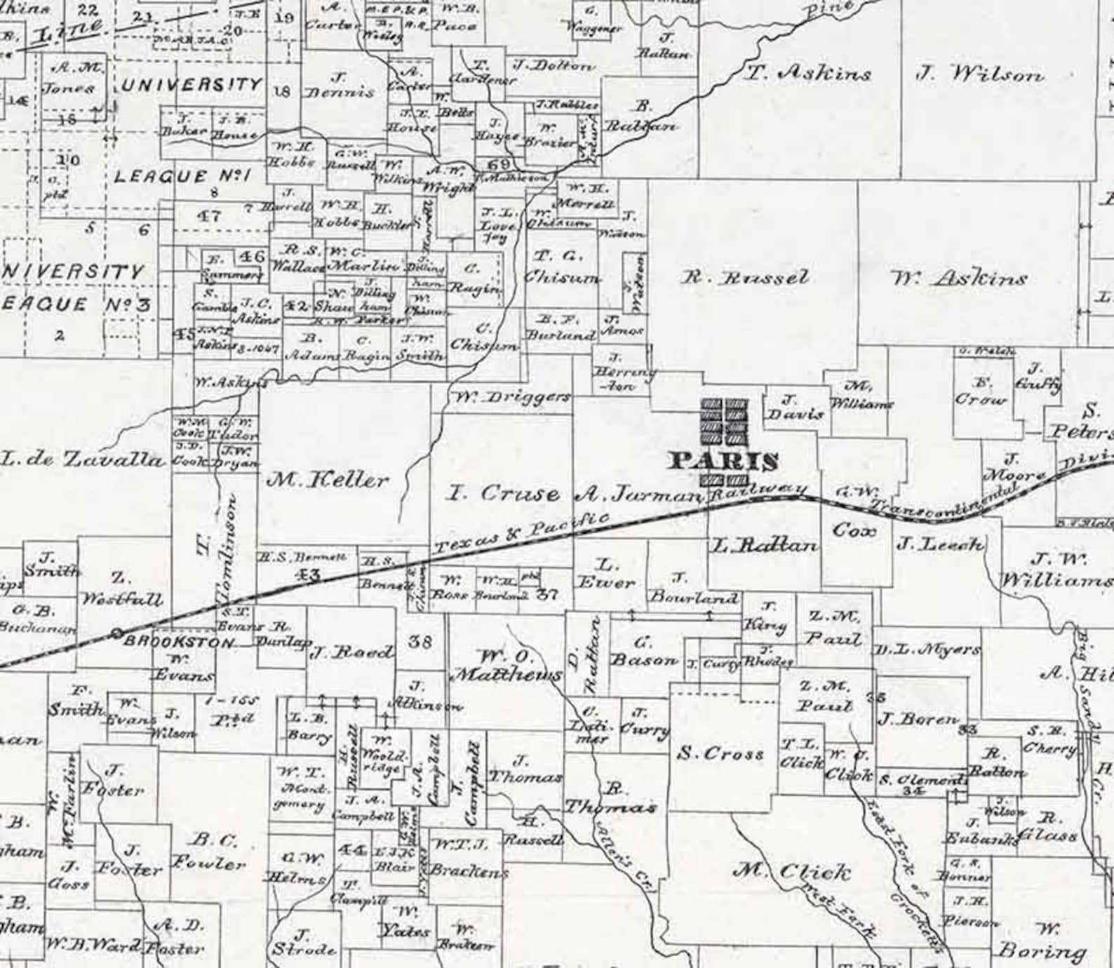 1870 Farm Line Map of Lamar County Texas Etsy