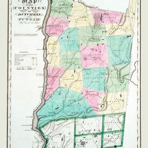 1829 Carte de Dutchess et du comté de Putnam, New York