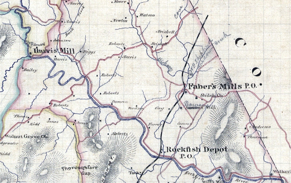 1866 Map of Nelson County Virginia Family Names Genealogy - Etsy