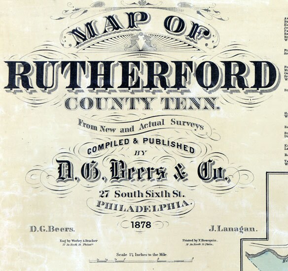1878 Map of Rutherford County Tennessee Murfreesboro Etsy