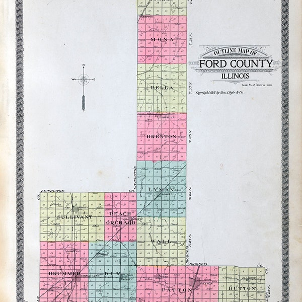 1916 Map of Ford County Illinois