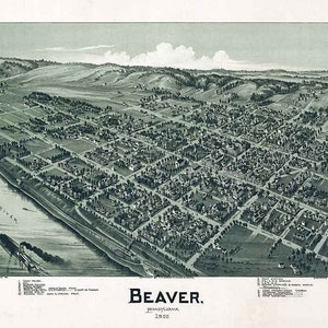 1900 Panorama-Karte von Beaver Pennsylvania
