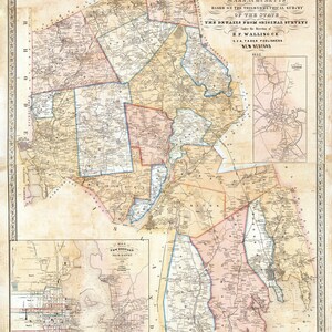 Carte 1852 du comté de Bristol, Massachusetts