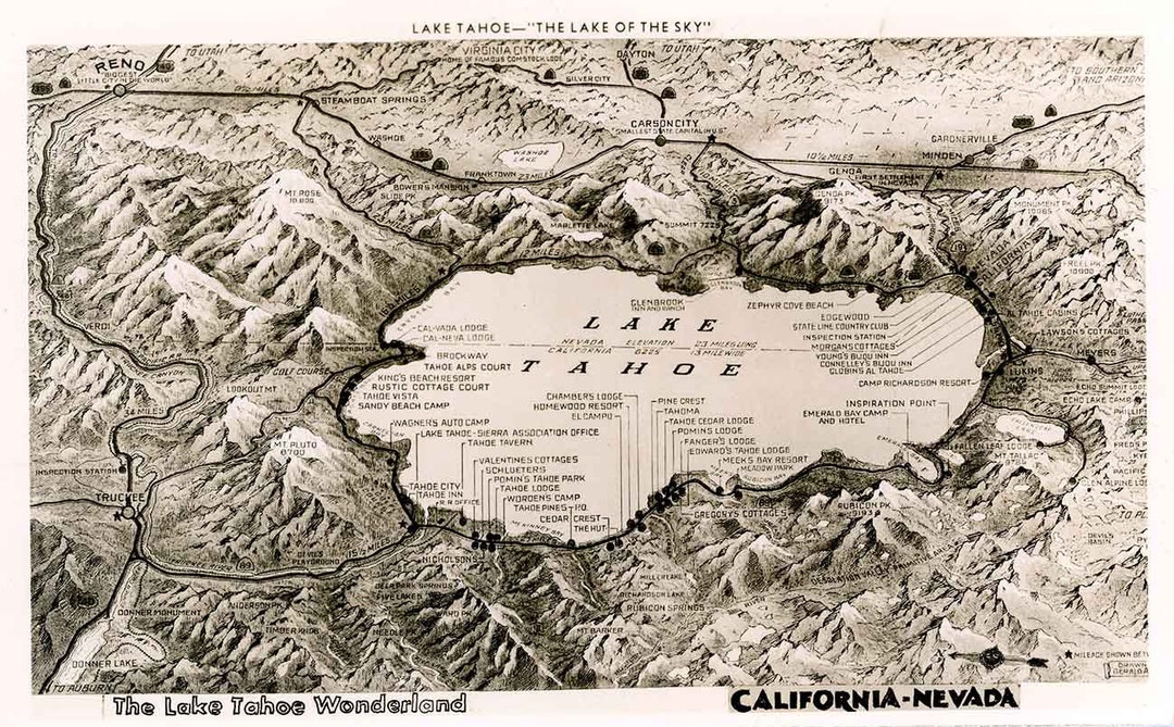 Map of Lake Tahoe California Nevada