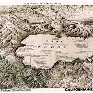 Carte de Lake Tahoe, Californie, Nevada