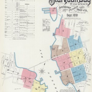 1891 Stadtplan von Sturgeon Bay Door County, Wisconsin