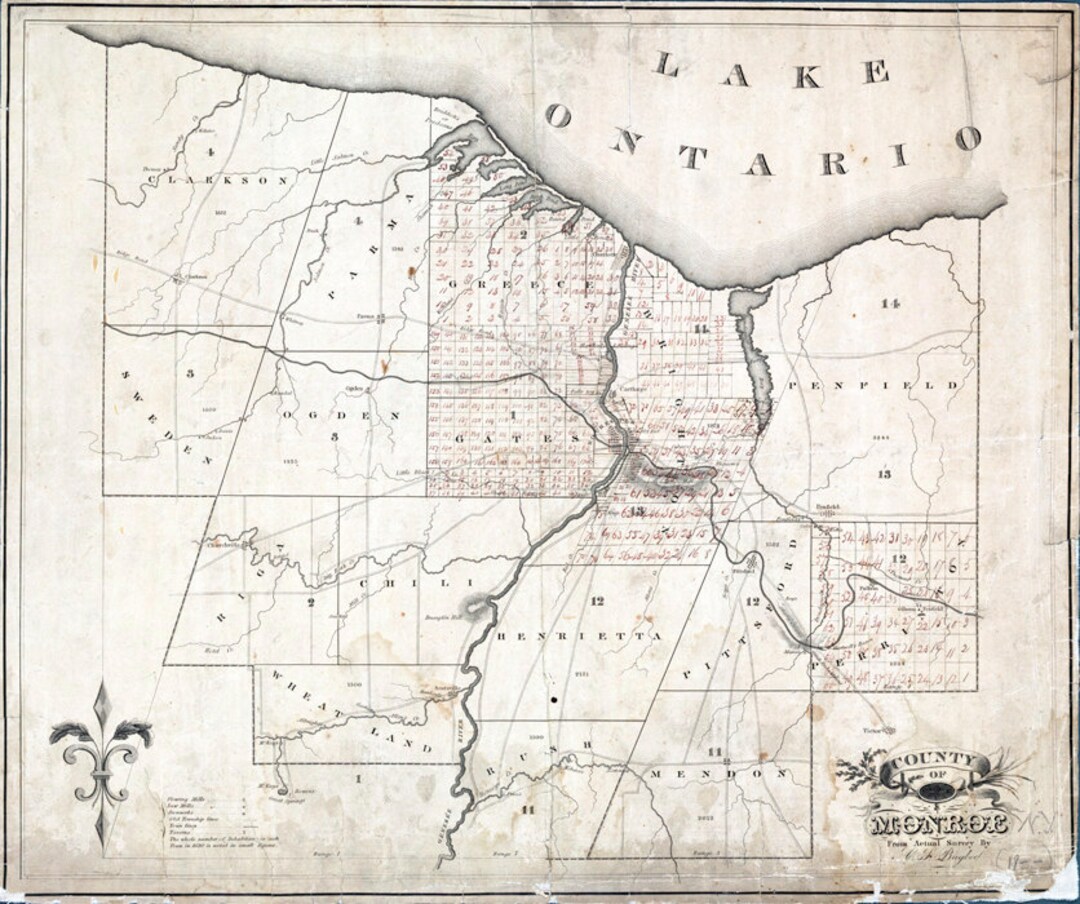 1820 Map of Monroe County New York - Etsy