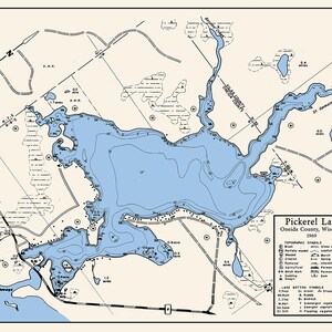1969 Carte du comté de Pickerel Lake Oneida, Wisconsin