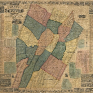 Carte de 1861 du comté de Bedford, en Pennsylvanie, généalogie
