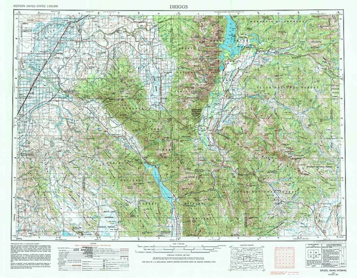 1955 Topo Map of Driggs Idaho