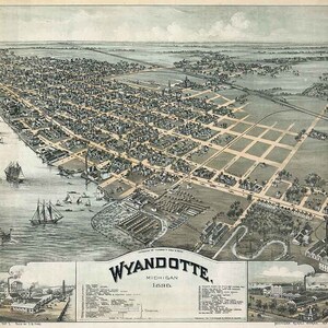 1896 Panoramakarte von Wyandotte,Michigan,