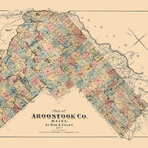 Carte de 1877 du comté d'Aroostook, dans le Maine