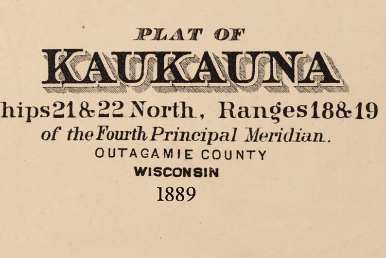 1889 Map of Kaukauna Township Outagamie County Wisconsin Etsy