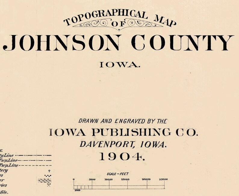 1904 Map Of Johnson County Iowa Etsy