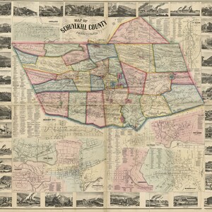 1864 Kaart van Schuylkill County PA digitaal bestand