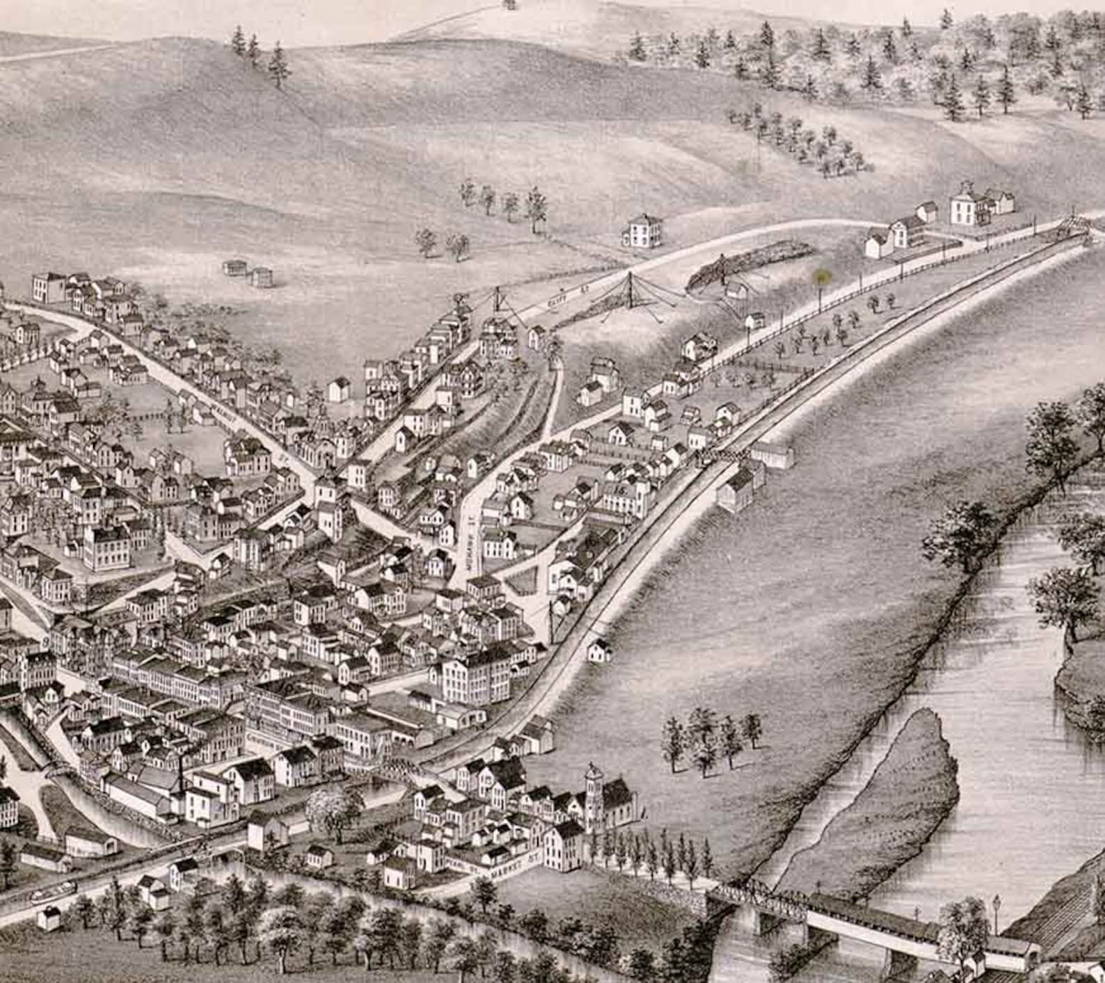 1881 Panoramic Map of Canajoharie Palatine Bridge New York Etsy