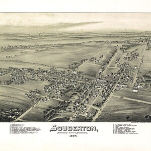 1894 Panorama-Karte von Souderton Montgomery County Pennsylvania