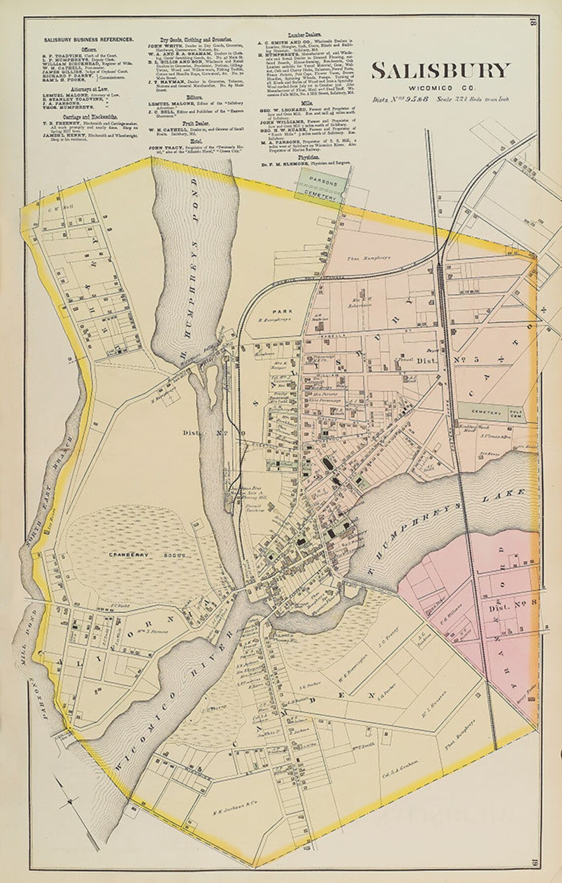 1877 Map of Salisbury County Maryland Etsy