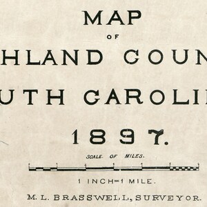 1897 Map of Richland County South Carolina Family Names - Etsy