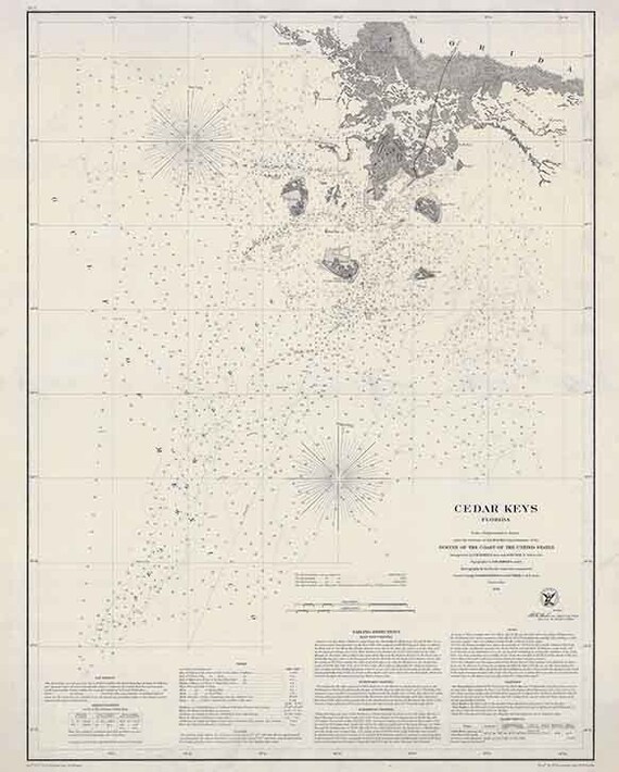 1861 Nautical Map of Cedar Keys - Il 570xN.1582375282 9r4q