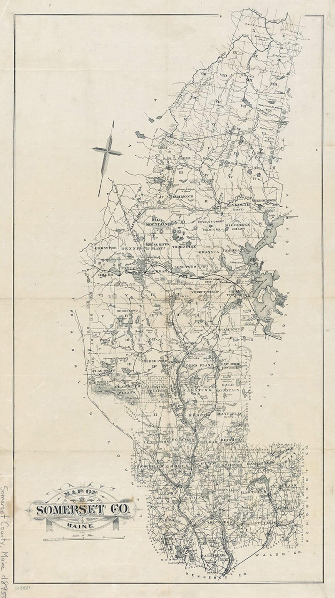 1895 Map of Somerset County Maine Etsy