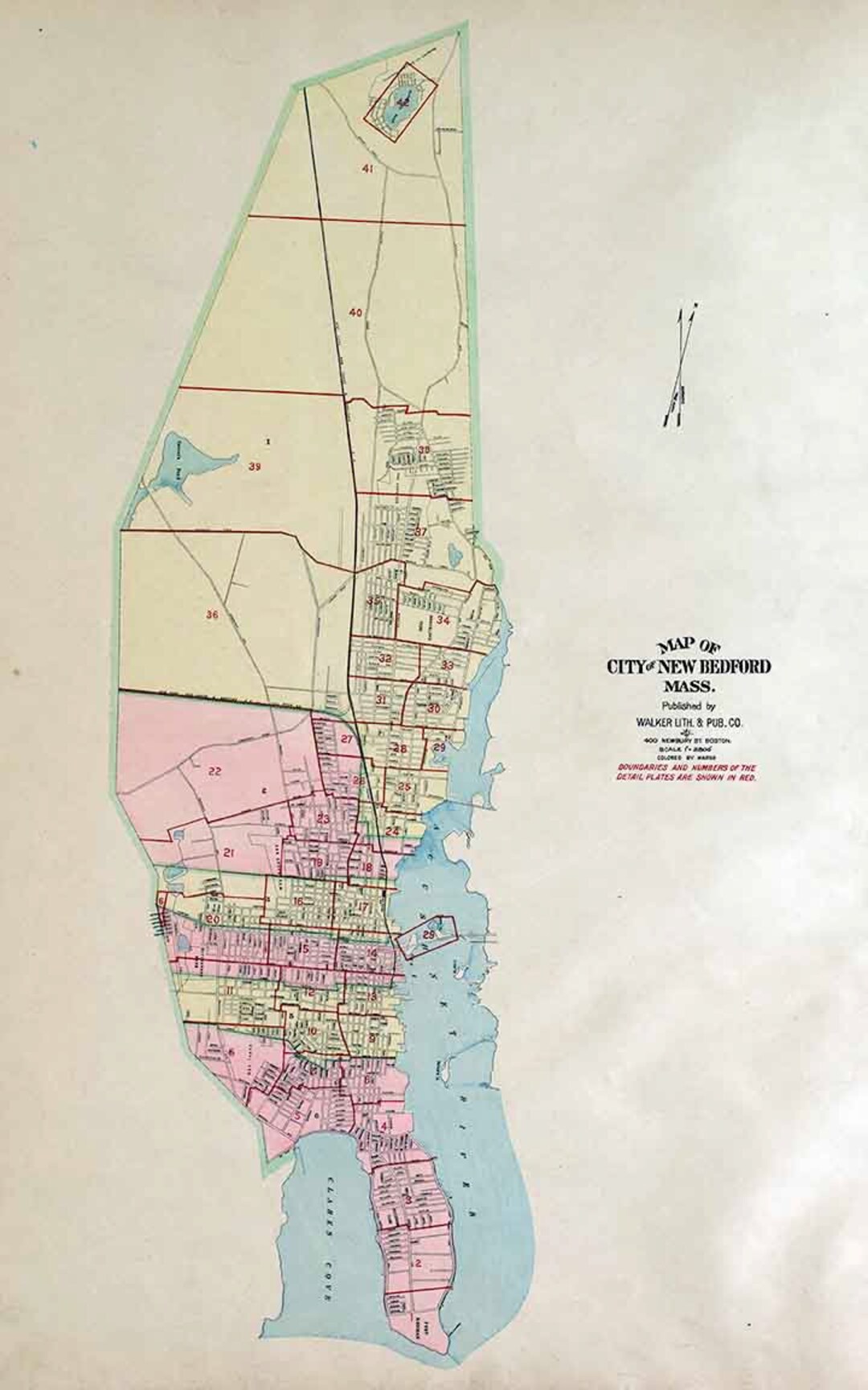 1911 Map of the Town of New Bedford Massachusetts Etsy