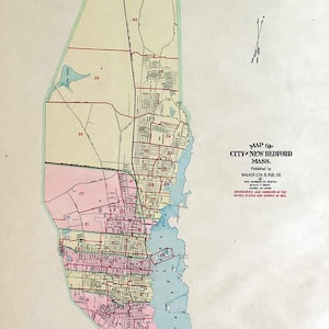 1911 Map of the Town of New Bedford Massachusetts