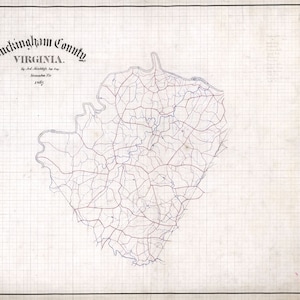 1867 Map of Buckingham County Virginia Historical Places