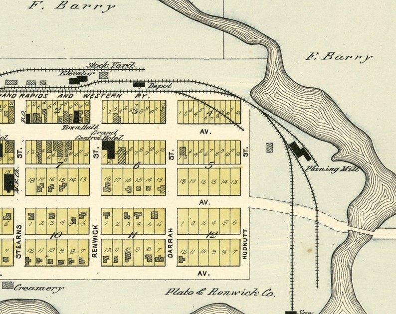 Renwick Map 1900 Map of Barryton Mecosta County Michigan - Etsy