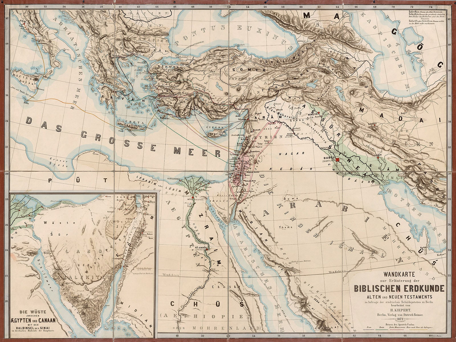 1872 Map of the Middle East During Biblical Times - Etsy