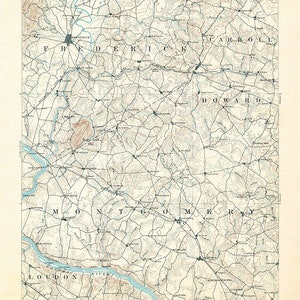 1893 Topo Karte von Friedrich Maryland Quadrangle