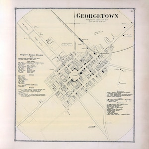 1868 Carte du comté de Georgetown, dans le Sussex, Delaware